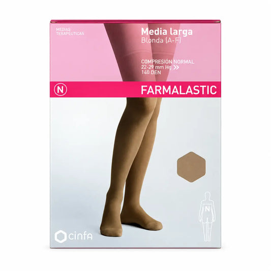 Farmalastic, dlhý pančuchový úbor, čipkovaný, normálna kompresia, béžový, veľkosť XL