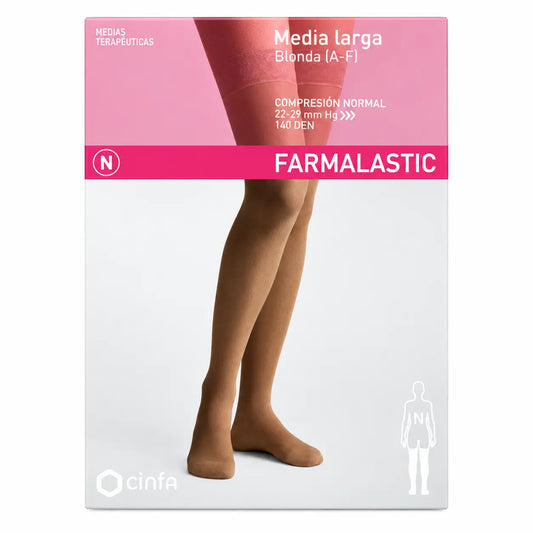 Farmalastic, dlhé pančuchy, čipkované, normálna kompresia, farba Camel, veľkosť S