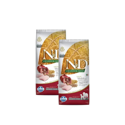 Farmina N&D Dog Ancestral Light Medium Maxi 12 kg, krmivo pre psov, balenie po 2 kusoch