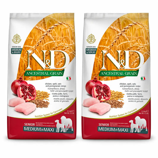 Farmina N&D Dog Ancestral Senior Medium Maxi 12 kg, krmivo pre psov, balenie po 2 kusoch