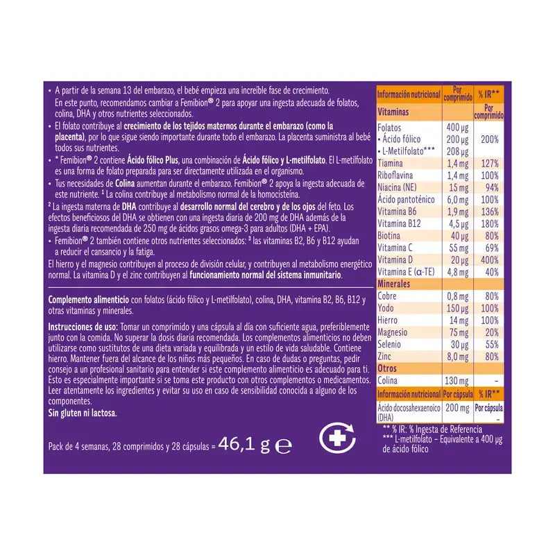 Femibion 2 pre tehotné s kyselinou listovou a vitamínmi, 2 x 28 tabliet