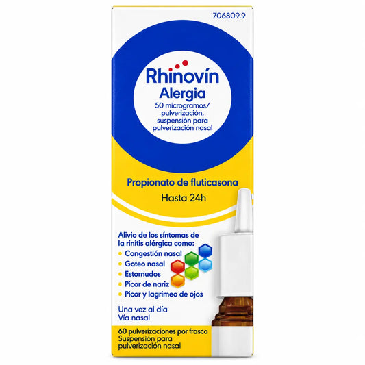Rhinovín 50 mcg/stlačenie, nosný inhalátor, 60 dávok