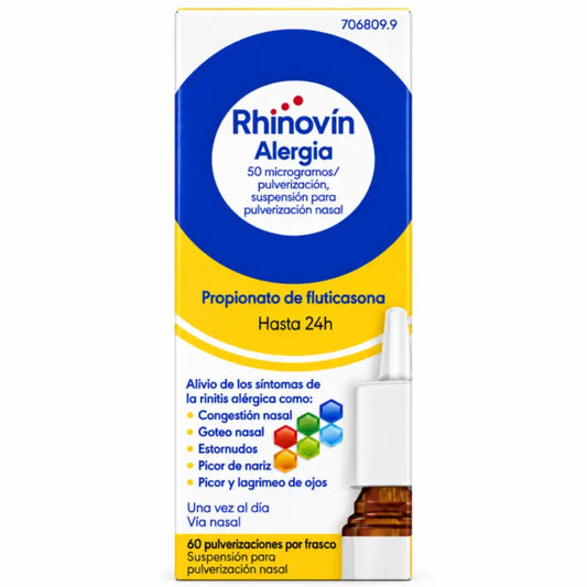 Rhinovín 50 mcg/stlačenie, nosný inhalátor, 60 dávok
