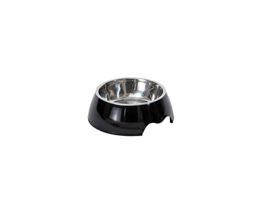 Miska Freedog z melamínu a nerezovej ocele, čierna, dĺžka 19 cm, objem 520 ml