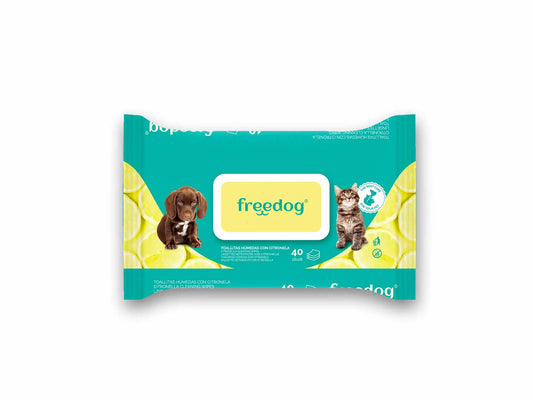 Freedog vlhčené utierky s vôňou citrónovej trávy, veľké balenie, 40 ks, 28 × 18 cm
