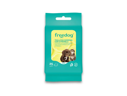 Freedog vlhčené utierky s vôňou citrónovej trávy, vreckové balenie, 25 ks, 18 × 20 cm