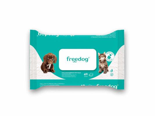 Freedog vlhčené utierky s púdrom, veľké balenie, 40 kusov, 28 × 18 cm