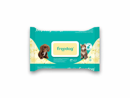 Freedog vlhčené utierky s príchuťou harmančeka, veľké balenie, 40 ks, 28 × 18 cm