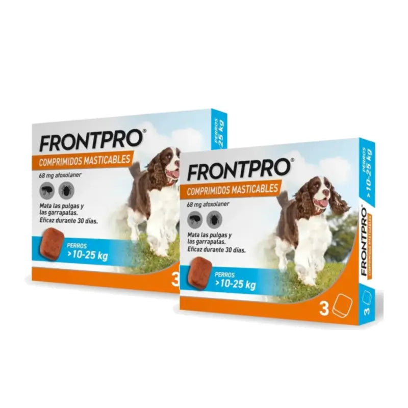 Frontpro – prípravok proti parazitom pre psov s hmotnosťou 10–25 kg (L), balenie 2 x 3 žuvacie tablety