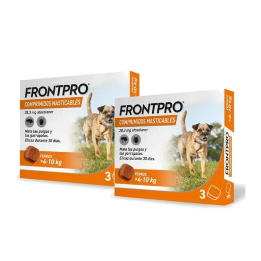 Frontpro – prípravok proti parazitom pre psov s hmotnosťou 4–10 kg (M), balenie 2 x 3 žuvacie tablety
