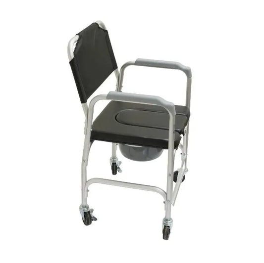Garcia 1880 Aluminium Chair With Toilet And Wheels Black