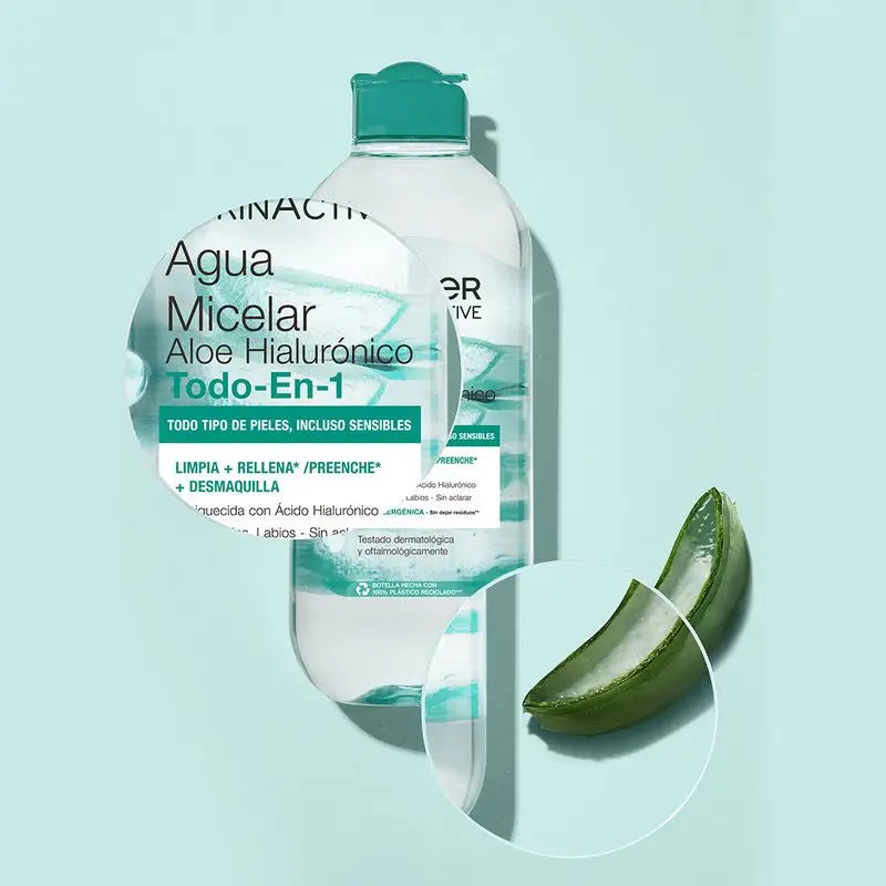 Garnier Micelárna voda s aloe vera a kyselinou hyalurónovou 2 v 1 – čistí, odličuje a vyživuje tvár, oči a pery – bez oplachovania