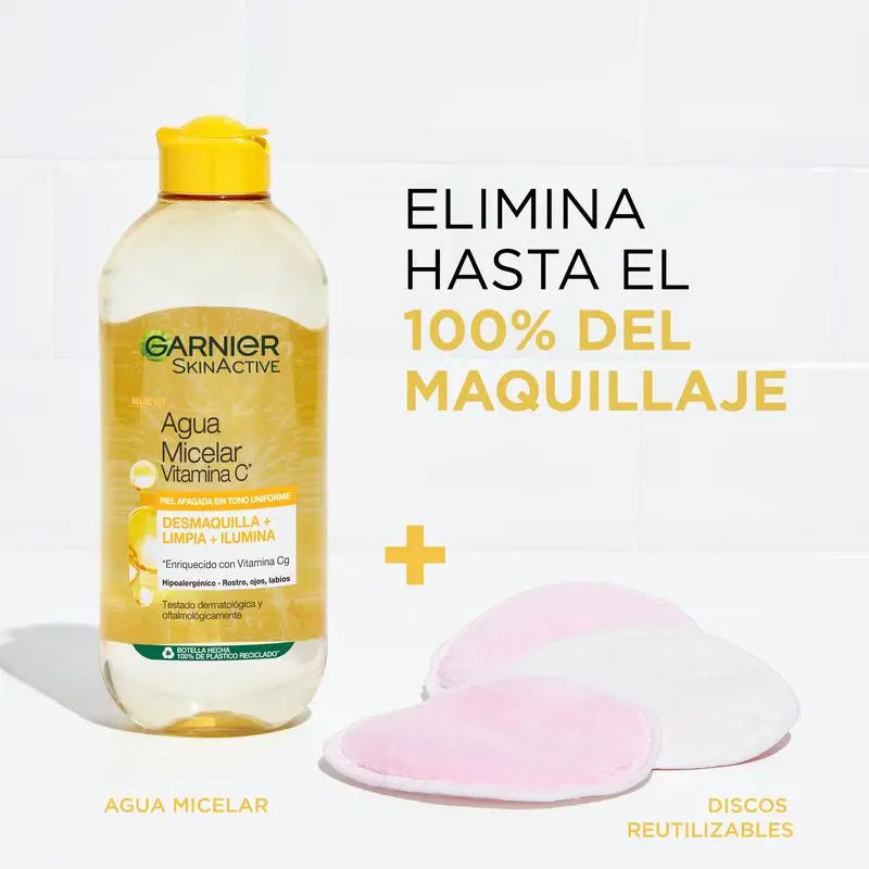 Garnier Micelárna voda s vitamínom C, čistí, odstraňuje make-up a rozžiari matnú pleť. Hypoalergénne zloženie – 400 ml