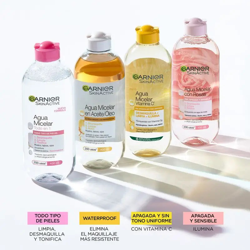 Garnier Micelárna voda s vitamínom C, čistí, odstraňuje make-up a rozžiari matnú pleť. Hypoalergénne zloženie – 400 ml