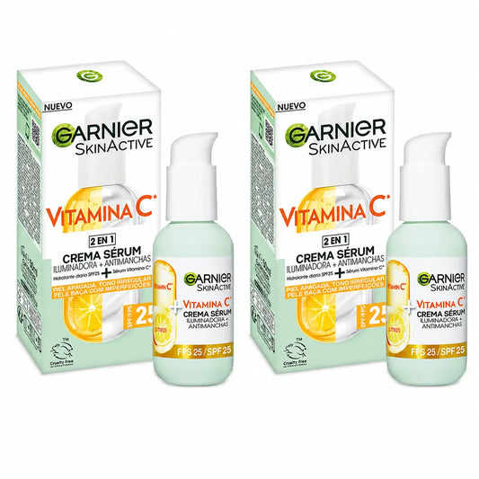 Garnier krémové sérum s SPF 25. Vysoko koncentrované sérum s vitamínom C a slnečnou ochranou, 50 ml, balenie po 2 ks