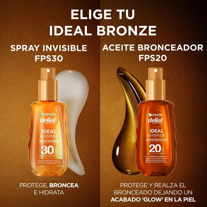 Garnier Delial Ochranný olej na opaľovanie SPF 20. Optimálne opálenie, saténový vzhľad, odolný voči vode, nelepivý, 150 ml