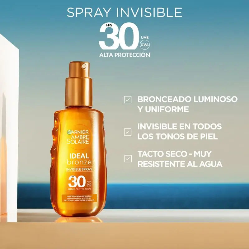 Garnier Delial Ideal Bronze Invisible Spray SPF 30, ochranný prípravok, 150 ml