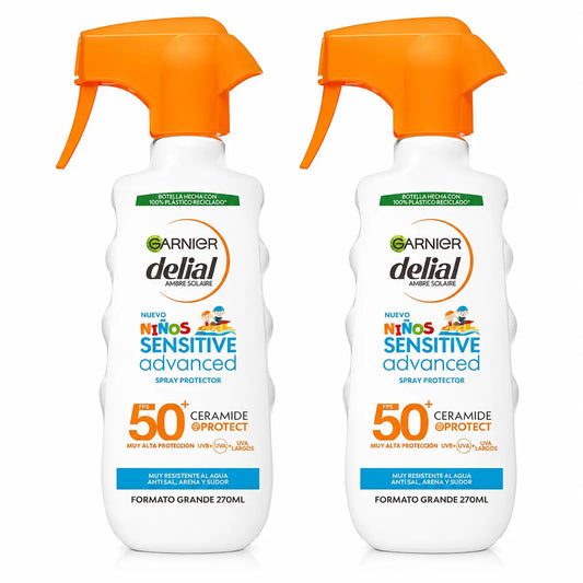 Garnier Delial Detský opaľovací krém SPF 50 pre svetlú a citlivú pokožku. Pediatrický, 270 ml, balenie po 2 ks