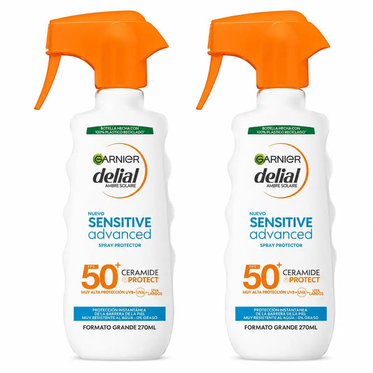 Garnier Delial Ochranný sprej Sensitive Advanced SPF 50+ pre svetlú, citlivú a slnku neznášanlivú pokožku, 270 ml, balenie po 2 ks