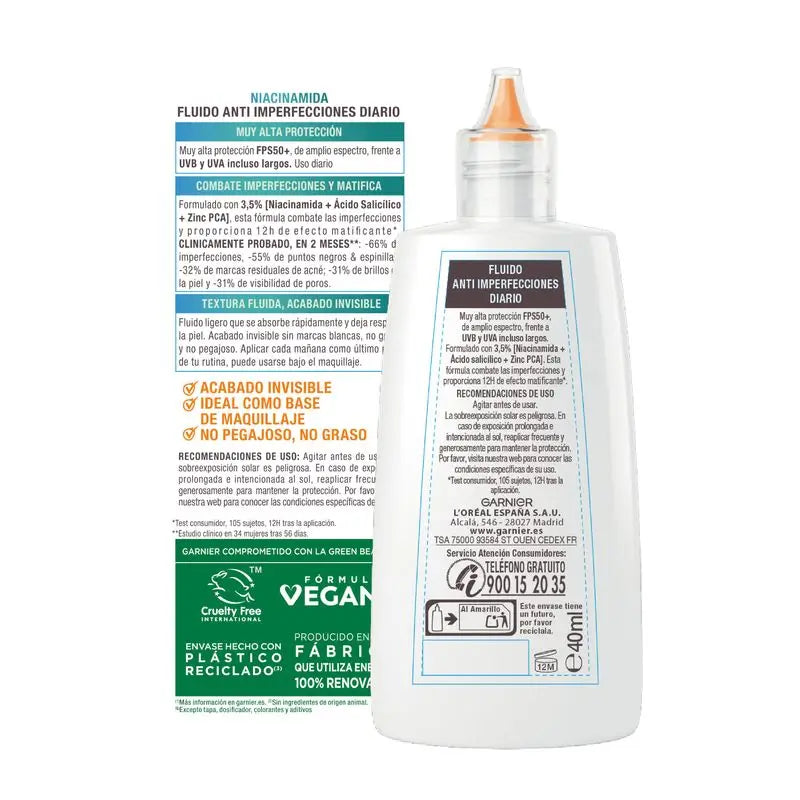 Garnier Delial Super UV Niacinamida SPF 50+ Denný tekutý krém proti nedokonalostiam pleti