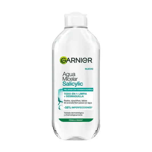 Čistiace prípravky na tvár Garnier – micelárna voda s kyselinou salicylovou proti nedokonalostiam, 400 ml
