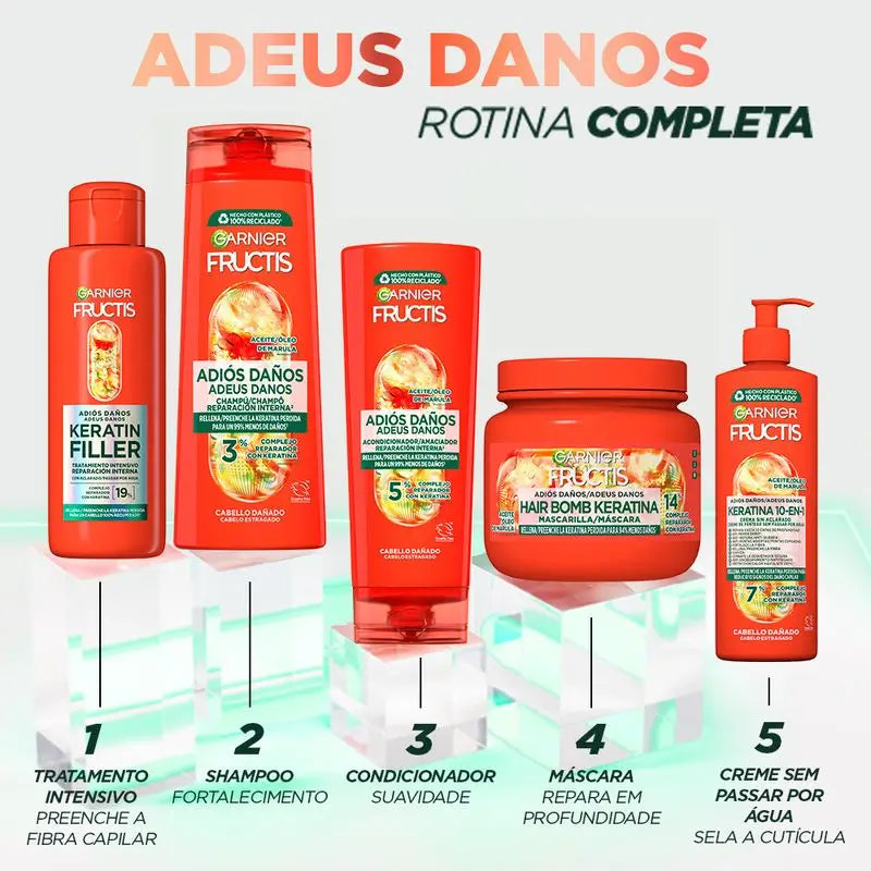 Garnier Fructis Bezoplachový krém 10 v 1 „Zbohom poškodenie“ s marulovým olejom pre poškodené vlasy 400 ml
