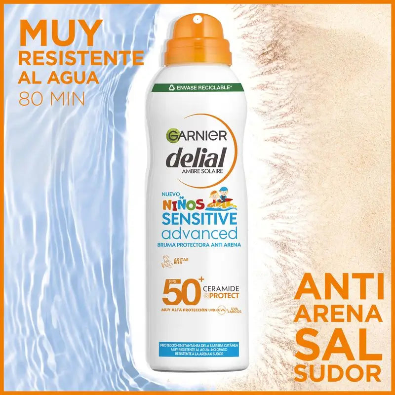Garnier Delial Sensitive Advanced Sprej proti piesku SPF 50+, 150 ml