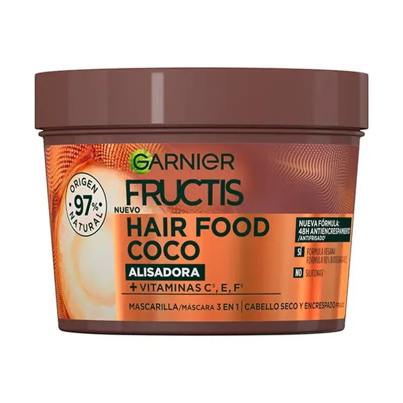Garnier Fructis Hair Food Coco 3 v 1 vyhladzujúca maska 400 ml pre suché a krepaté vlasy