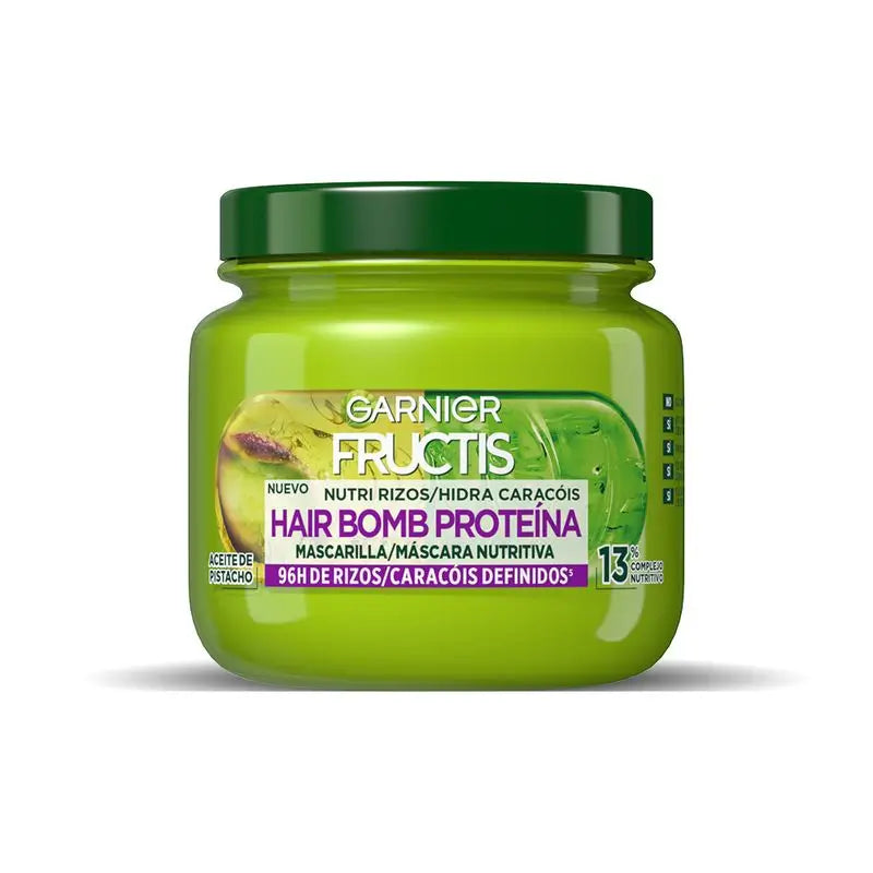 Garnier Fructis Nutri Rizos Hair Bomb – výživná vlasová maska s proteínmi a pistáciovým olejom, 320 ml.
