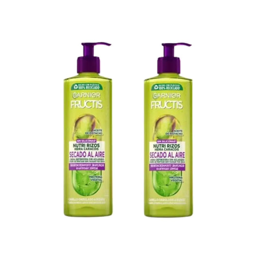 Garnier Fructis Nutri Rizos – krém na sušenie na vzduchu bez oplachovania pre kučeravé alebo vlnité vlasy, 2 × 400 ml 