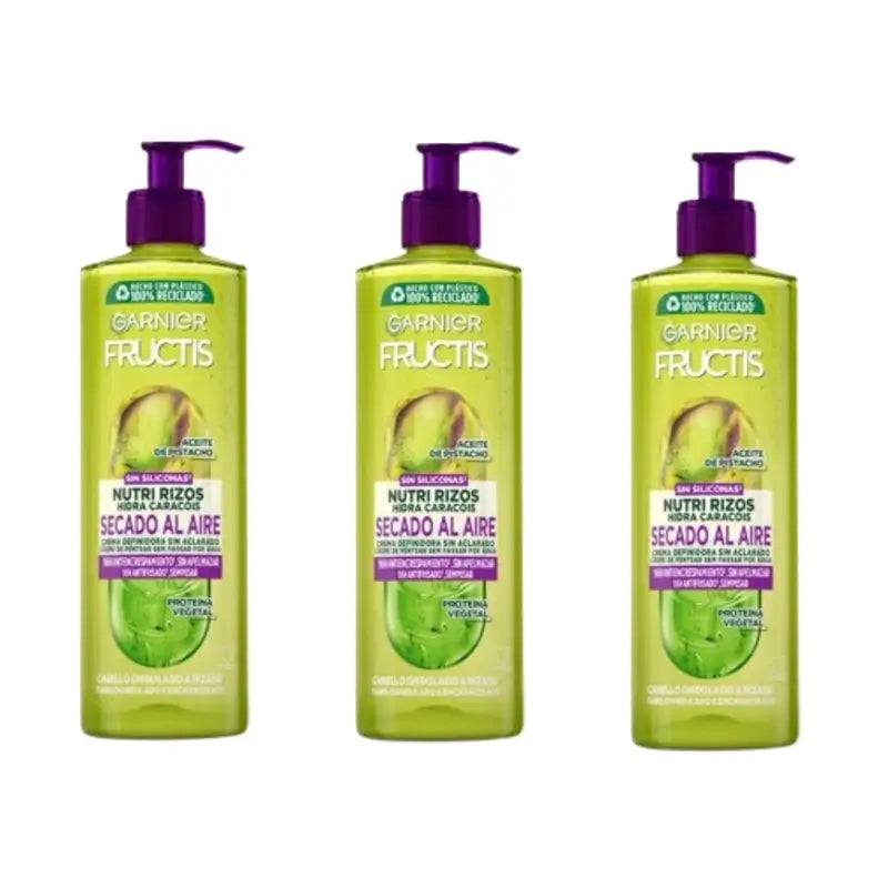 Garnier Fructis Nutri Rizos – krém na sušenie na vzduchu bez oplachovania pre kučeravé alebo vlnité vlasy, 3×400 ml 