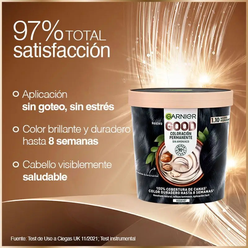 Garnier Good – trvalá farba na vlasy bez amoniaku, 90 % prírodného pôvodu, odtieň 1.10 Midnight Illusion