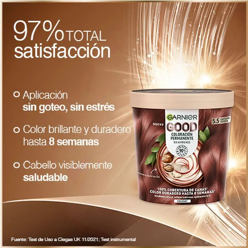 Garnier Good – trvalá farba na vlasy bez amoniaku, 90 % prírodného pôvodu, odtieň 5.5 – čerešňová hnedá