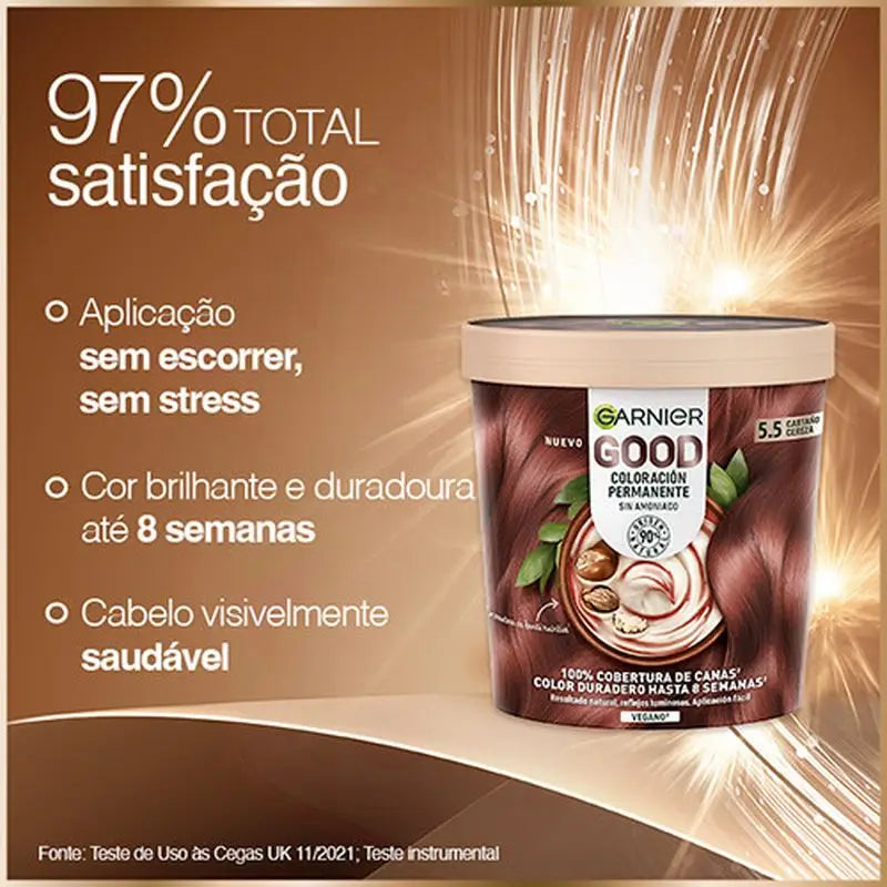 Garnier Good – trvalá farba na vlasy bez amoniaku, 90 % prírodného pôvodu, odtieň 5.5 – čerešňová hnedá