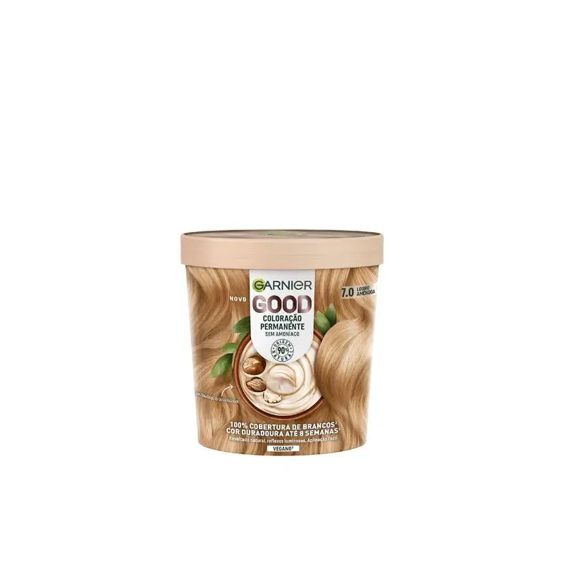 Garnier Good – trvalá farba na vlasy bez amoniaku, 90 % prírodného pôvodu, odtieň 7.0 mandľová blond.