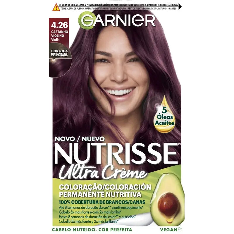 Garnier Nutrisse – zakrytie šedín s vyživujúcou maskou, odtieň 4.26 Violín Castaño, 160 ml