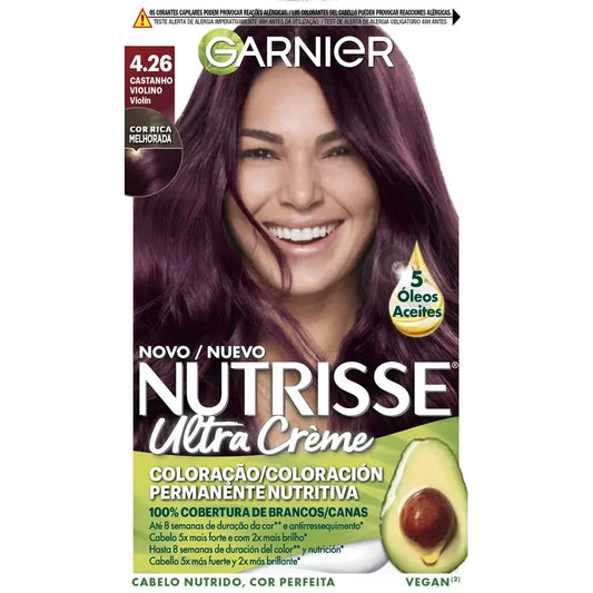 Garnier Nutrisse – zakrytie šedín s vyživujúcou maskou, odtieň 4.26 Violín Castaño, 160 ml