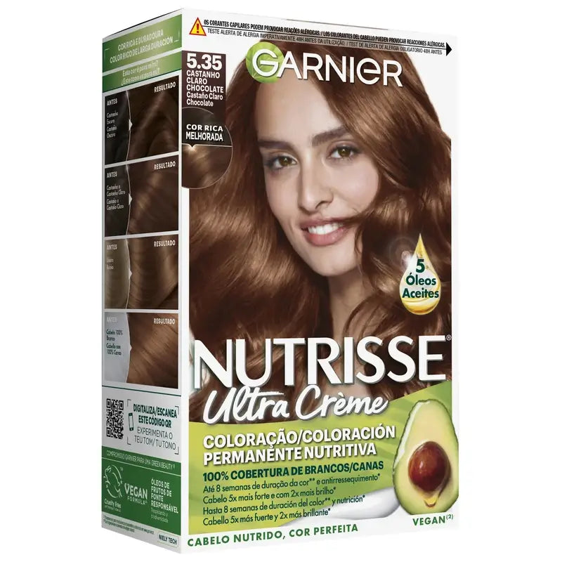 Garnier Nutrisse Trvalá farba na vlasy Čokoládovo hnedá odtieň 5,35, 160 ml