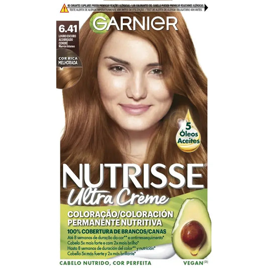 Garnier Nutrisse Trvalá farba na vlasy – intenzívna hnedá, odtieň 6,41, 160 ml