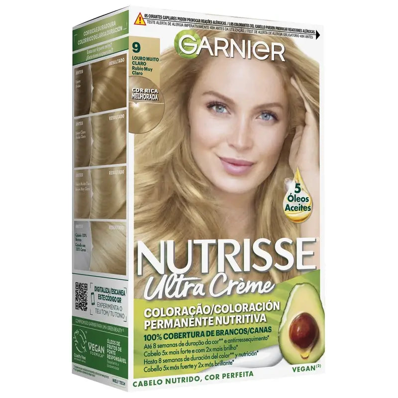Garnier Nutrisse Trvalá farba na vlasy – veľmi svetlý blond č. 9, 160 ml