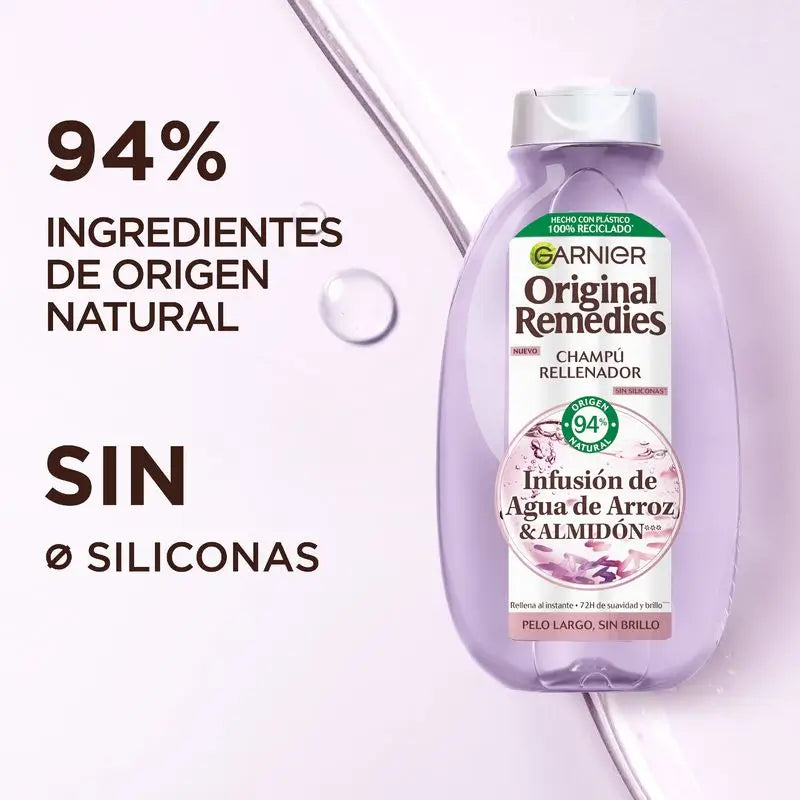 Garnier Original Remedies – vyživujúci šampón s výťažkom z ryžovej vody, pre dlhé, matné vlasy