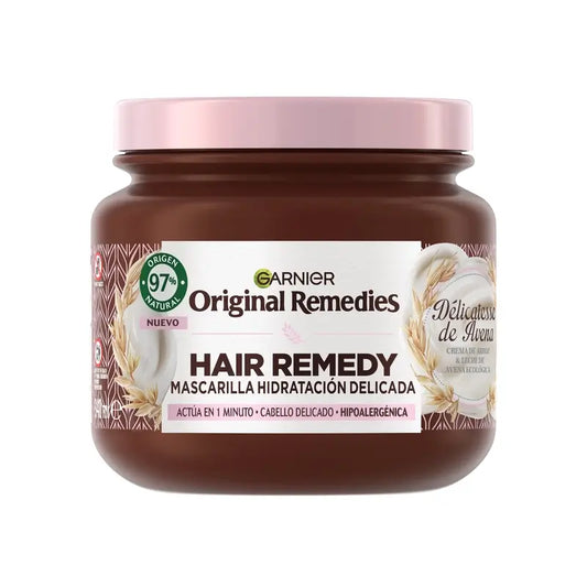 Garnier Original Remedies Hypoalergénna hydratačná maska s ryžovým krémom a mliekom z ekologických ovsených vločiek, 340 ml