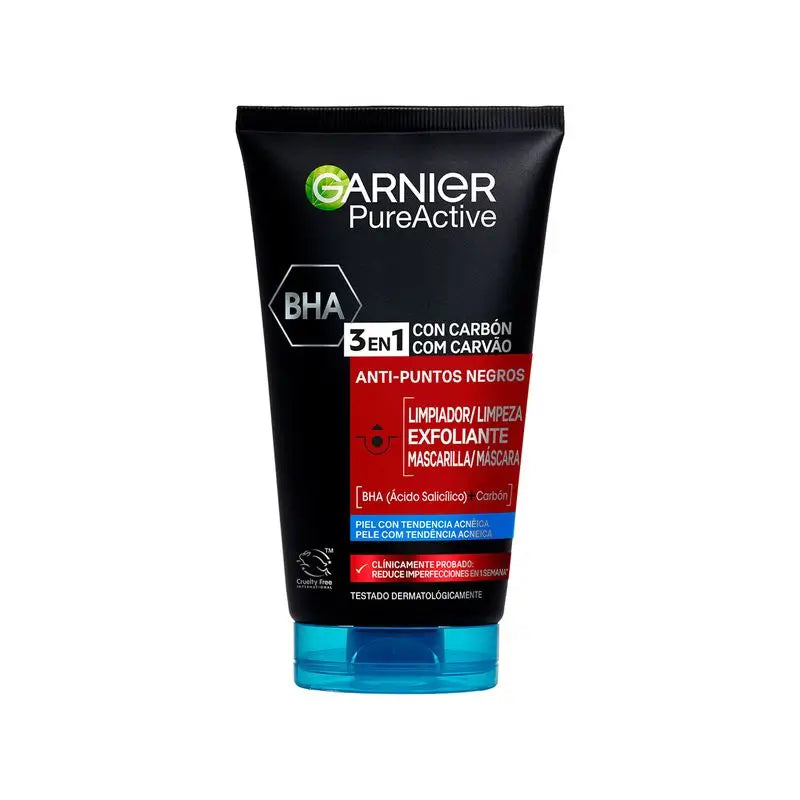 Garnier Pure Active 3 v 1 gél s aktívnym uhlím proti čiernym bodkám – 150 ml