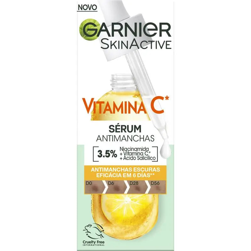 Garnier sérum proti pigmentovým škvrnám s vitamínom C, niacinamidom a salicylovou kyselinou. Znižuje výskyt tmavých škvŕn o 43 %.