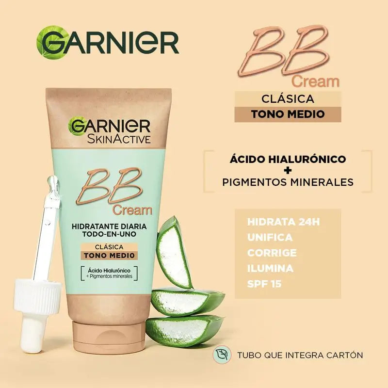 Garnier Skinactive BB krém Classic, stredný odtieň. Hydratačný tónovací krém „všetko v jednom“ s SPF 15, 50 ml