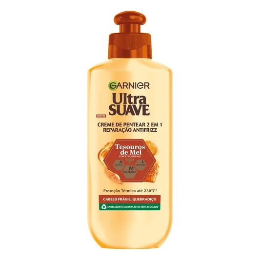 Garnier Ultra Doux 2 v 1 kondicionér na česanie s regeneračným účinkom proti krepateniu vlasov, 200 ml