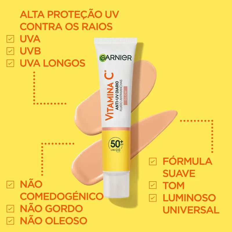 Garnier Vitamín C – denný fluid proti pigmentovým škvrnám s UV ochranou a rozjasňujúcim efektom SPF 50+, 40 ml