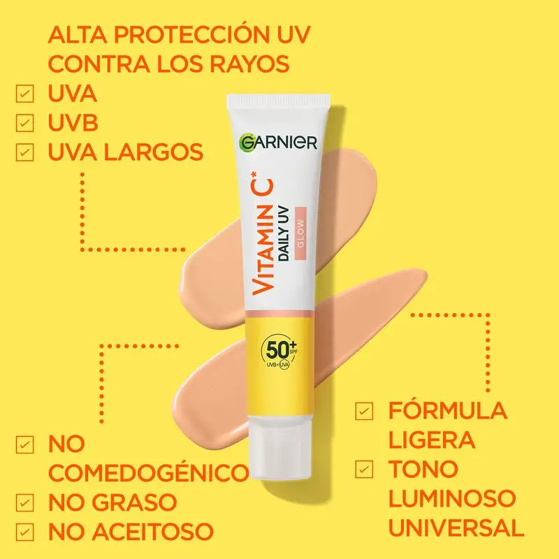 Garnier Vitamín C – denný fluid proti pigmentovým škvrnám s UV ochranou a rozjasňujúcim efektom SPF 50+, 40 ml