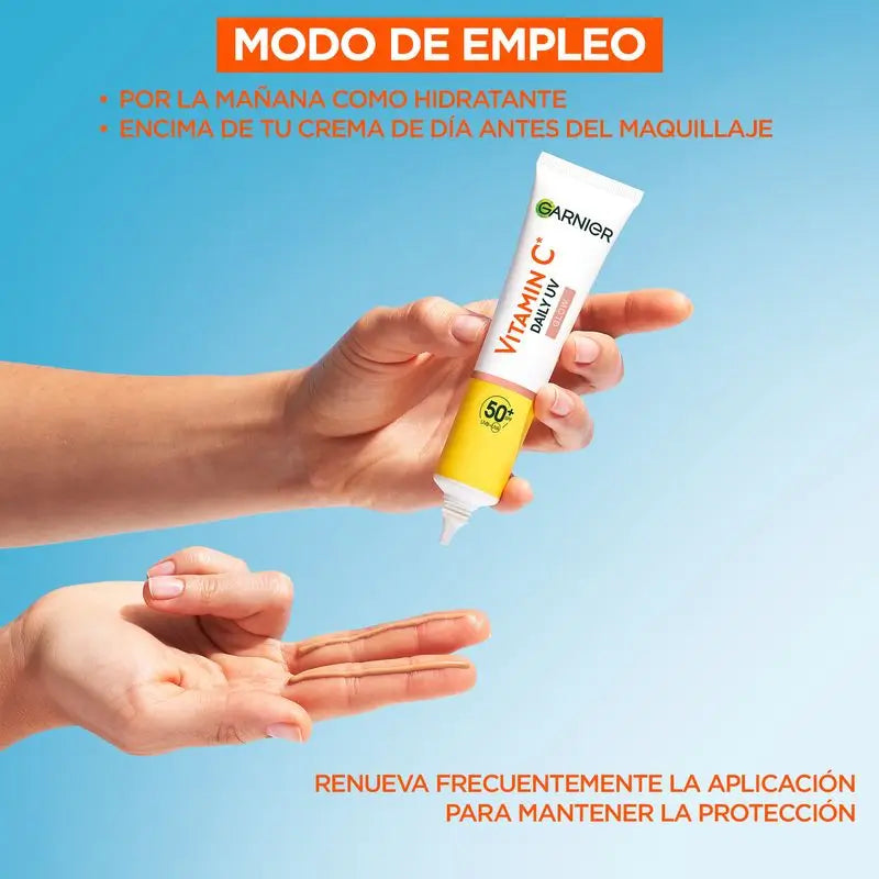 Garnier Vitamín C – denný fluid proti pigmentovým škvrnám s UV ochranou a rozjasňujúcim efektom SPF 50+, 40 ml