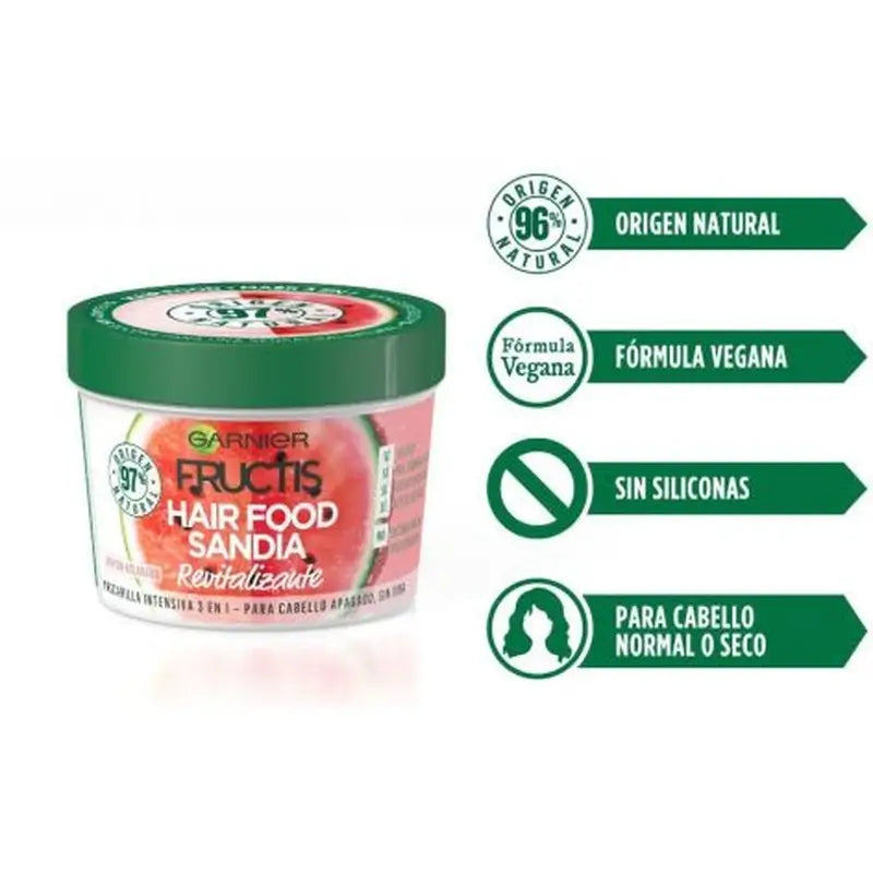 Garnier Fructis Hair Food Melón 3 v 1 revitalizačná maska na matné a bez života vlasy 400 ml